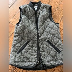 Gray Quilted Vest with Black Trim